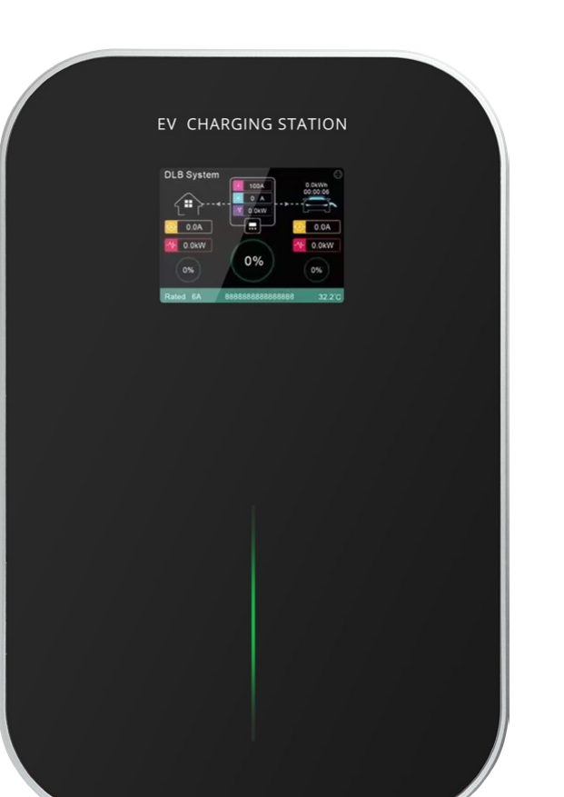 Pantalla del wallbox con el consumo de la casa y el estado de carga